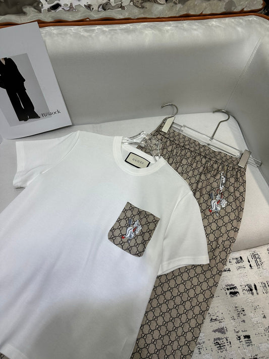 Gucci 2025 Pattern Set White Brown Polyester Fiber