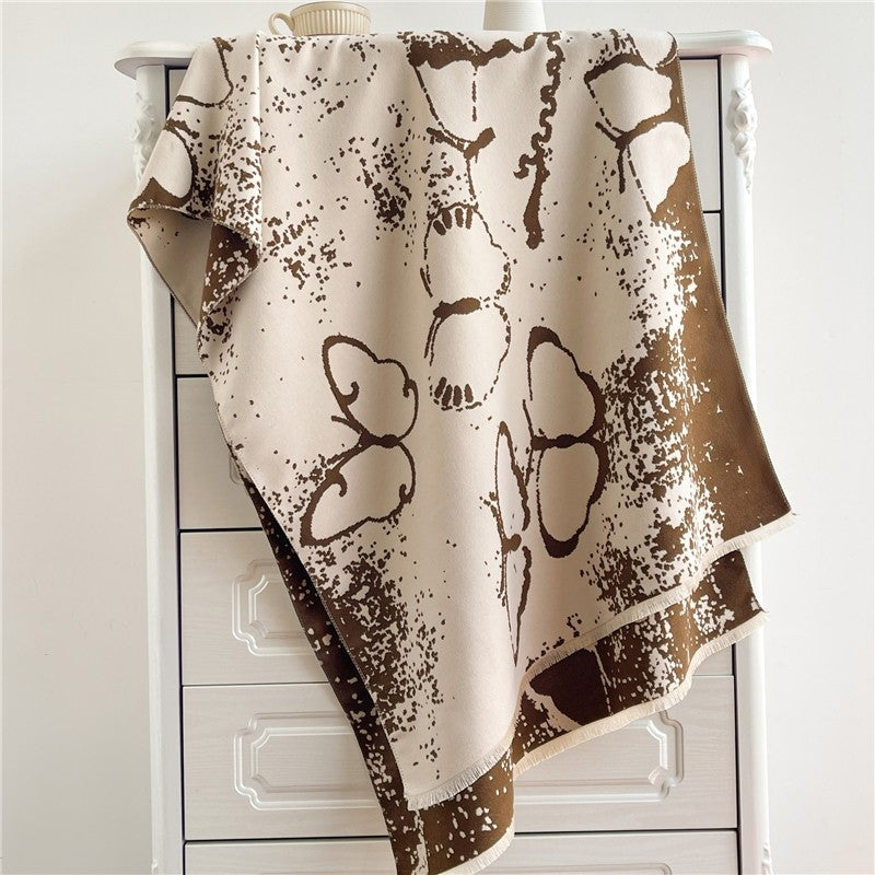 Jacquard Fringed Cashmere-Like Scarf