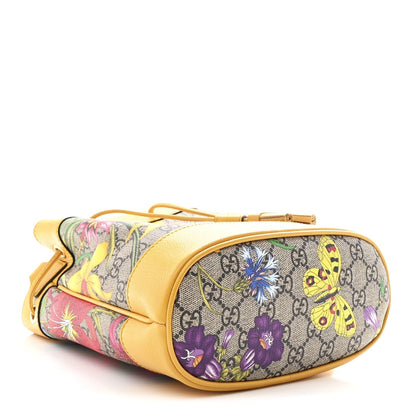 GG Supreme Monogram Flora Small Ophidia Bucket Bag Beige Multicolor Crop