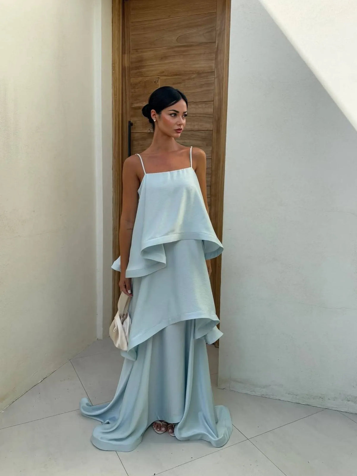 Seraphina Tiered Satin Maxi Dress
