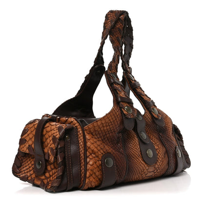 Snakeskin Silverado Shoulder Bag Brown