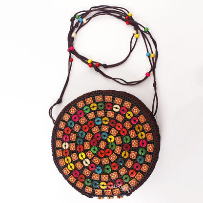 Cosbai - Boho Round Woven Crossbody Bag - Unique &amp; Artistic