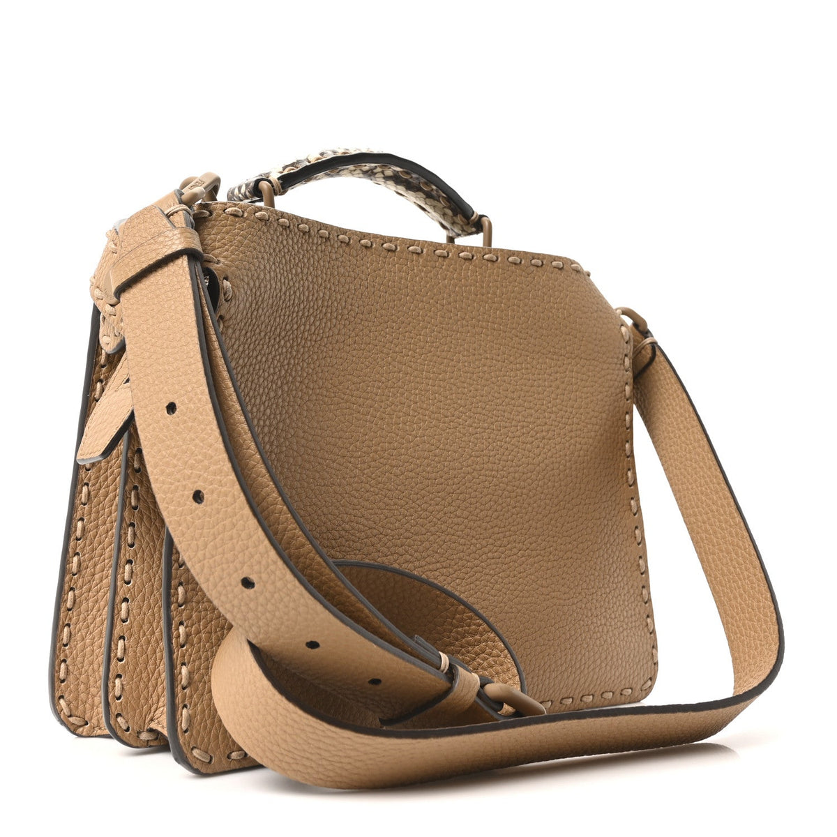 Cuoio Romano Vitello Elaphe Cover Sellerissima Monochrome Mini Peekaboo I SEE U Satchel Cammello