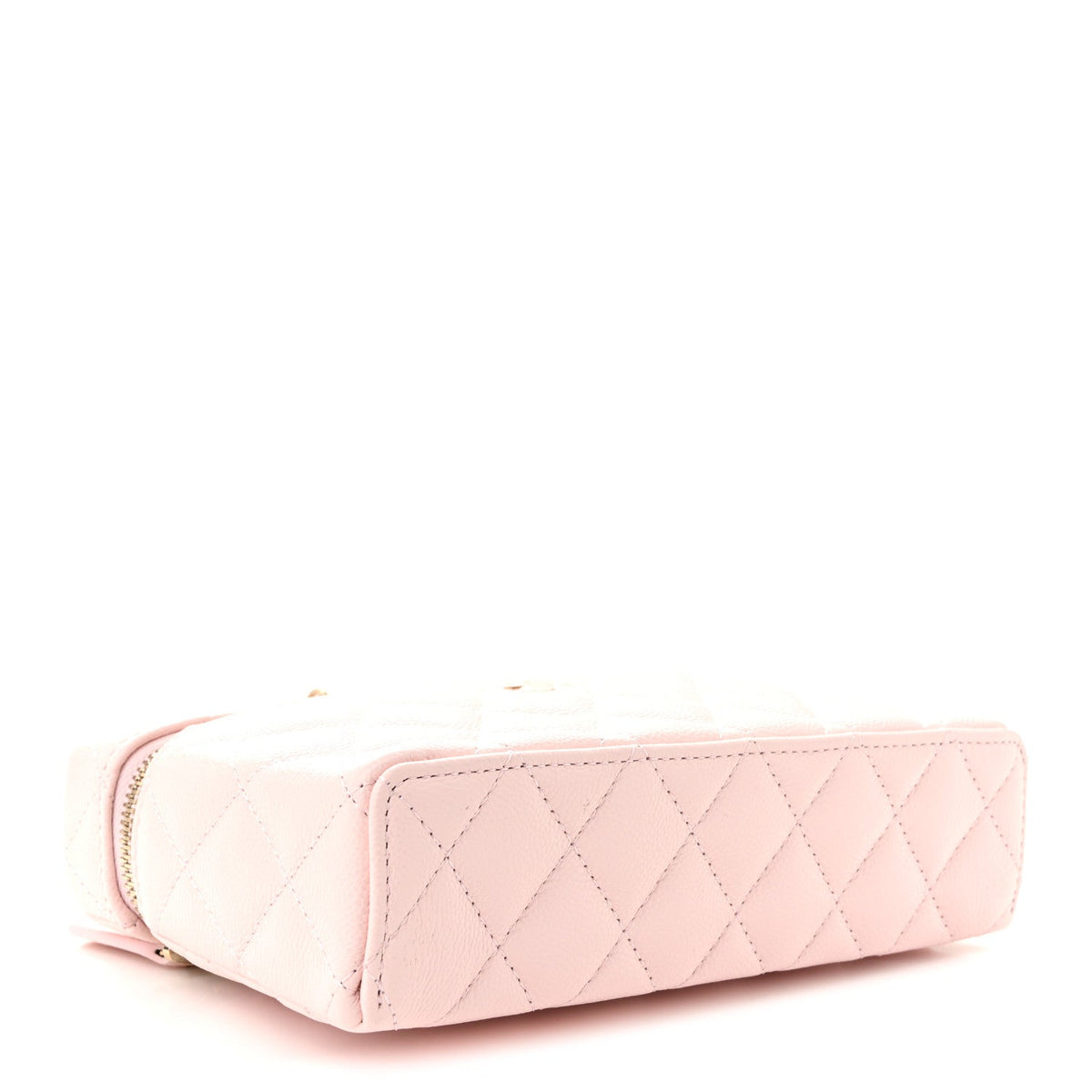 Caviar Quilted Top Handle Slim Vanity With Chain Light Pink