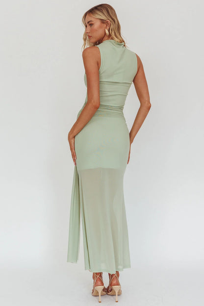 Girl's Night Waist Sash Maxi Dress Sage