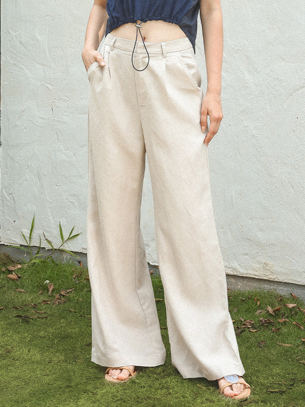 Column Loose Solid Color Casual Pants Bottoms