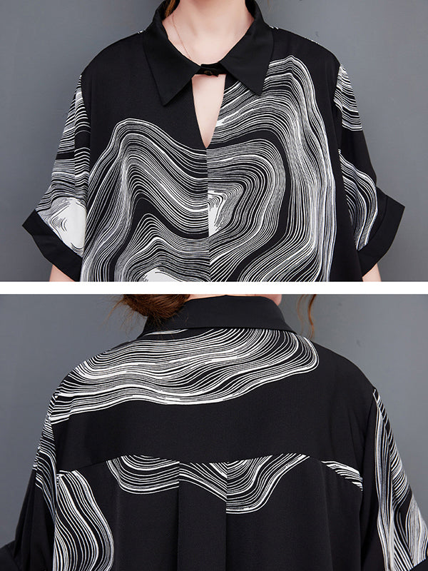 Original Half Sleeves Printed T-Shirt Top&Elasticity Pants Two Pieces Set