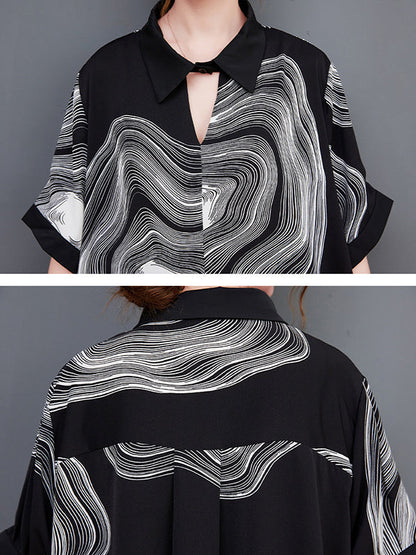 Original Half Sleeves Printed T-Shirt Top&Elasticity Pants Two Pieces Set