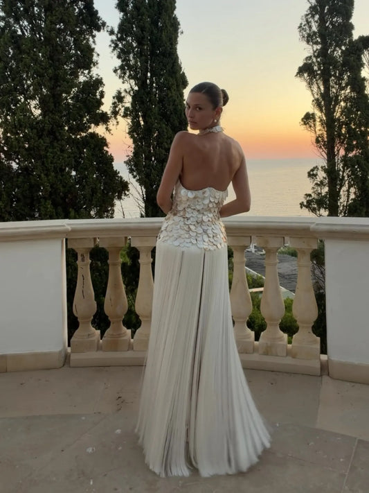 Calliope Halter Fringe Maxi Dress