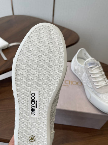 Jimmy Choo Sunny F Sneaker White Lace Leather
