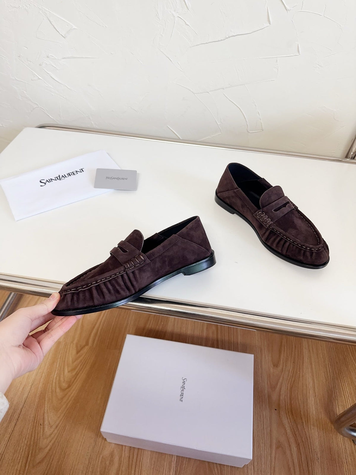 YSL Le Loafer Supple Coffee Suede