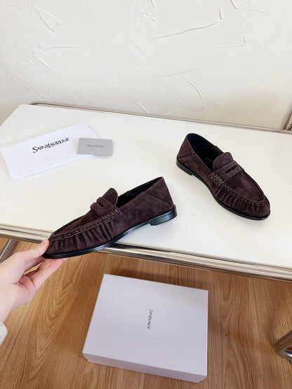 YSL Le Loafer Supple Coffee Suede