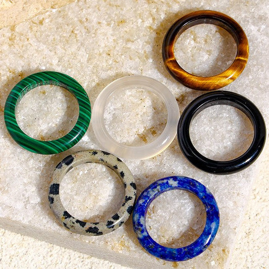 Simple Natural Stone Single Rings