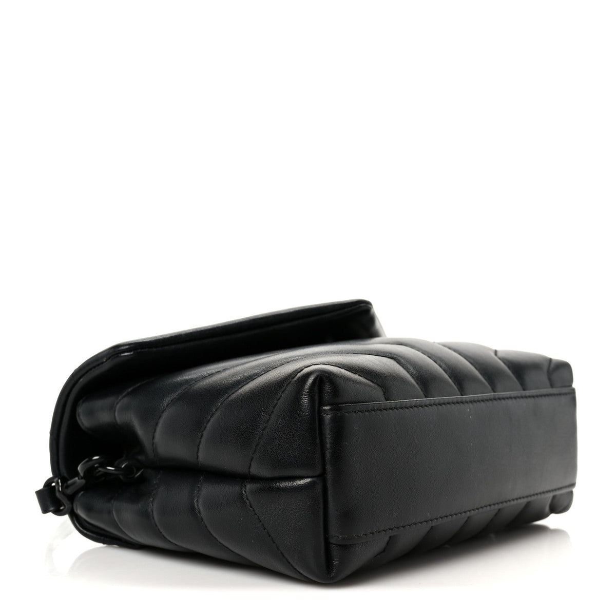 Calfskin Y Quilted Monogram Monochrome Toy Loulou Crossbody Bag Black