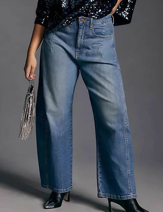 Simple Washed Straight Leg High Waist Jeans