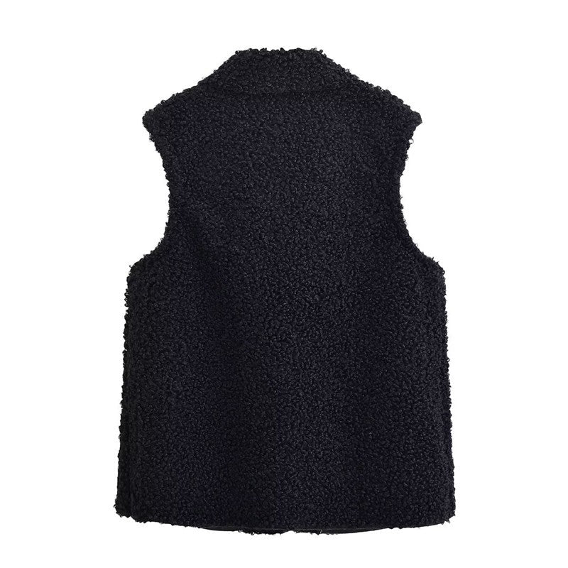 Faux Shearling Vest Street Fashion