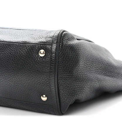Pebbled Calfskin Medium Soho Shoulder Bag Black