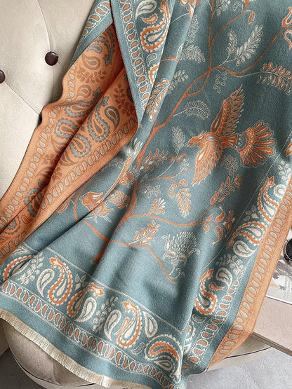 Contrast Color Flower Print Shawl&Scarf