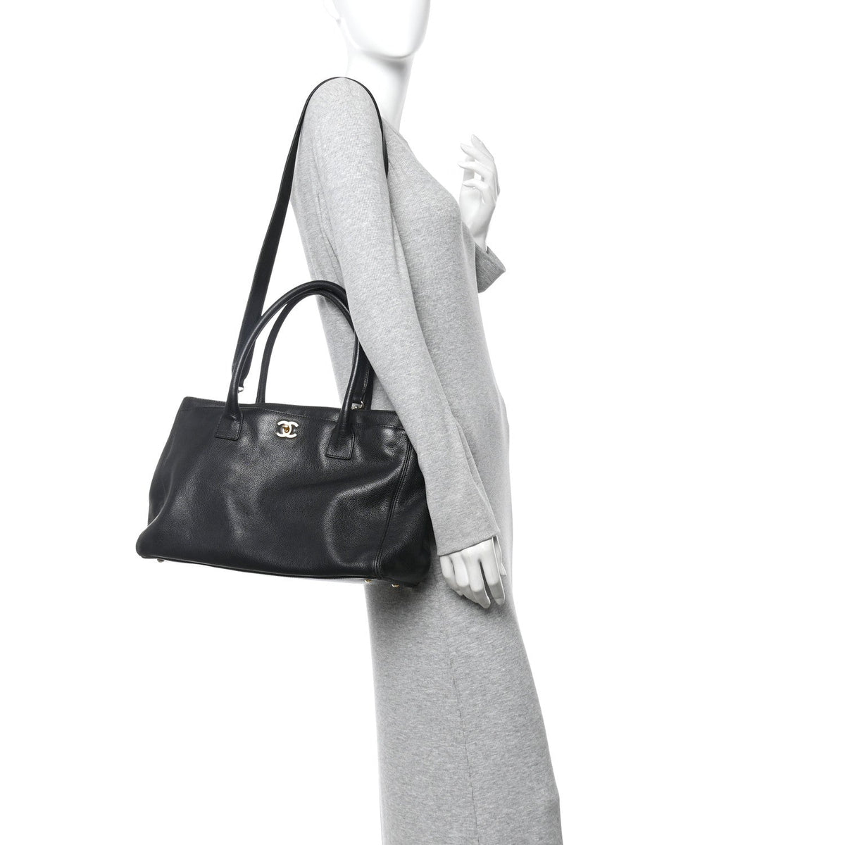 Calfskin Cerf Executive Shopper Tote Black