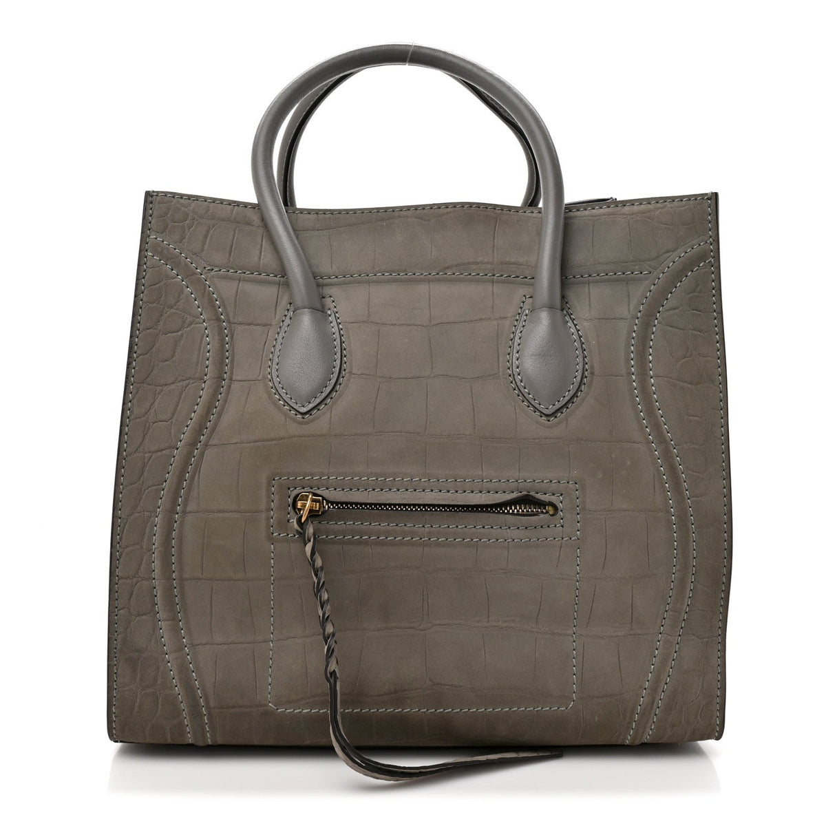 Crocodile Embossed Nubuck Medium Phantom Luggage Grey
