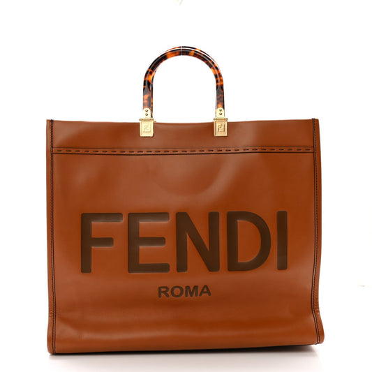Vitello King Plexiglass Medium Fendi Sunshine Shopper Tote Cuoio
