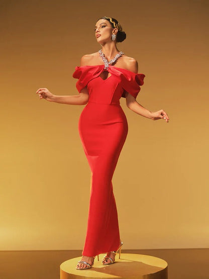 Hexelle Halterneck Crystal Bandage Dress