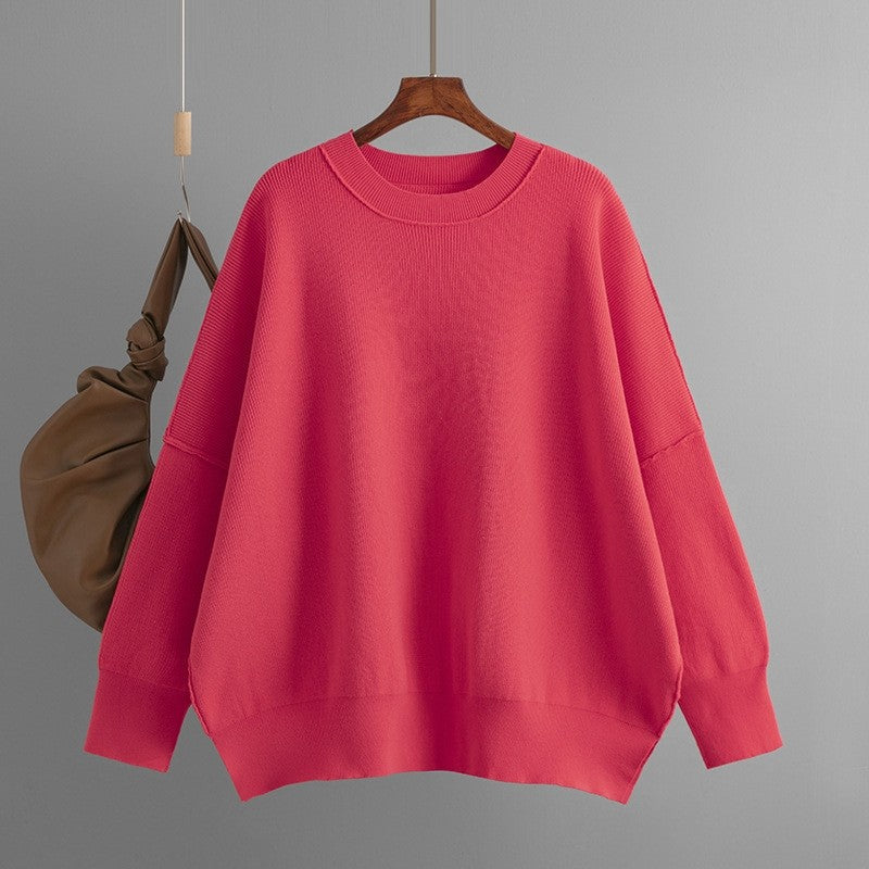 Round Neck Solid Color Loose Sweater