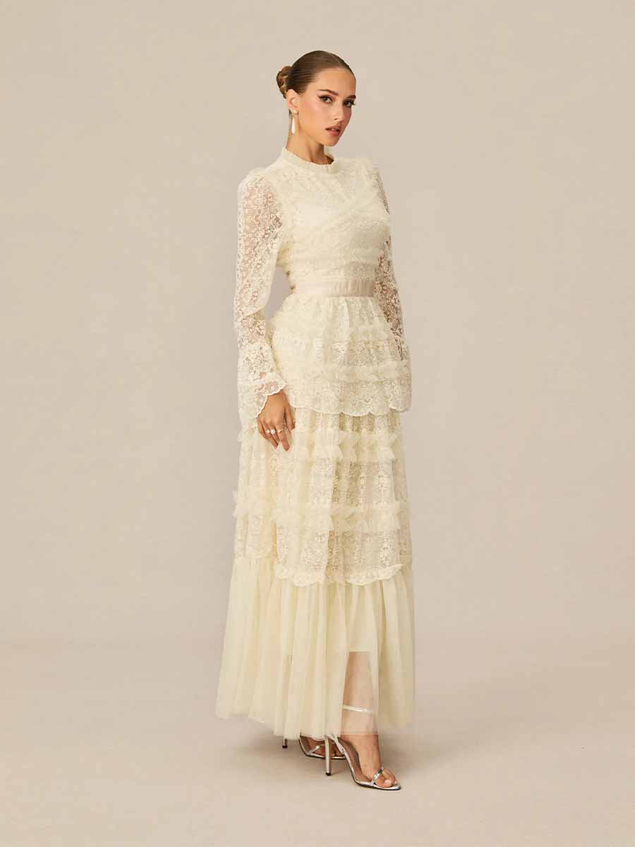 Anika Lace Tiered Maxi Dress