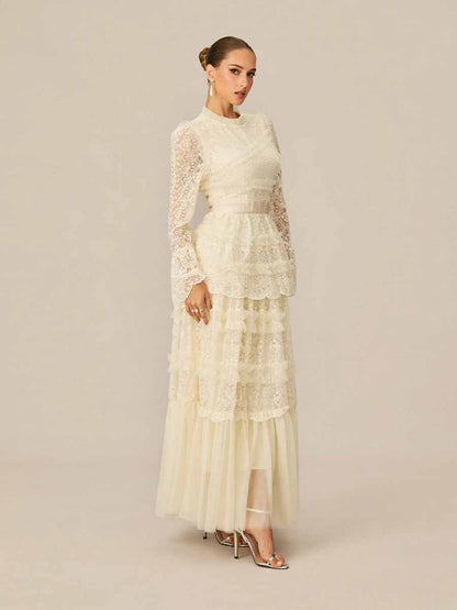 Anika Lace Tiered Maxi Dress