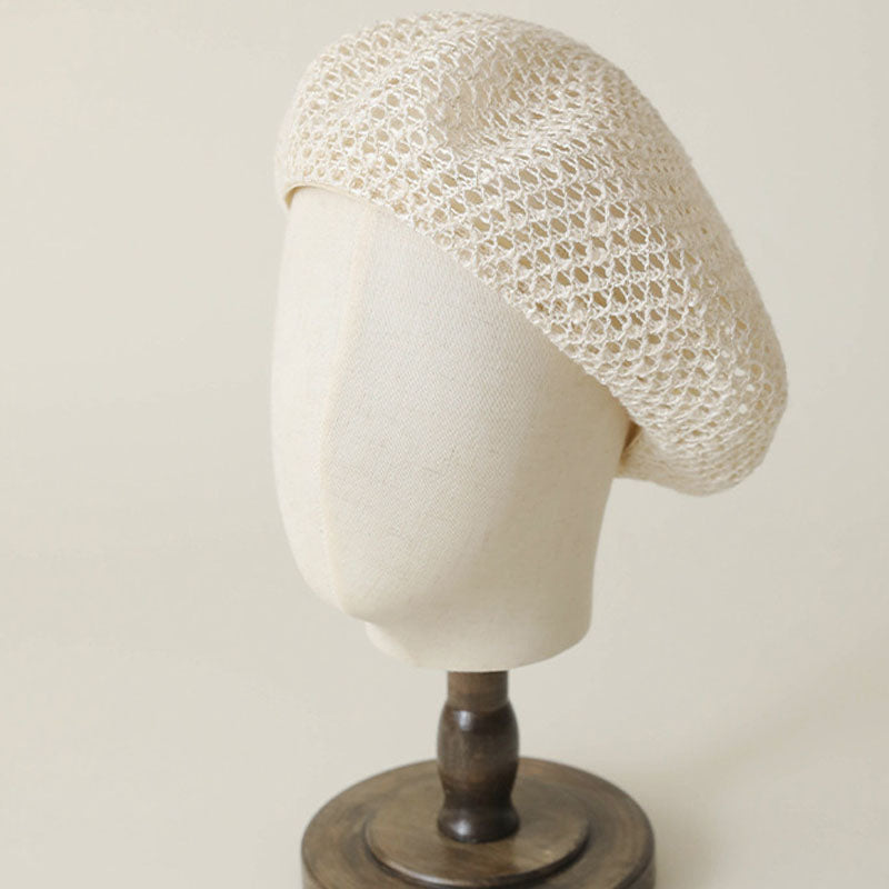 Elegant Solid Color Hollow Out Beret Hat