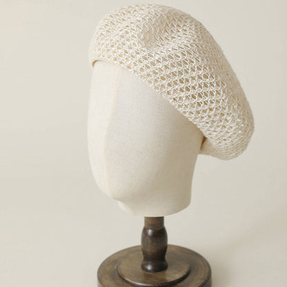 Elegant Solid Color Hollow Out Beret Hat