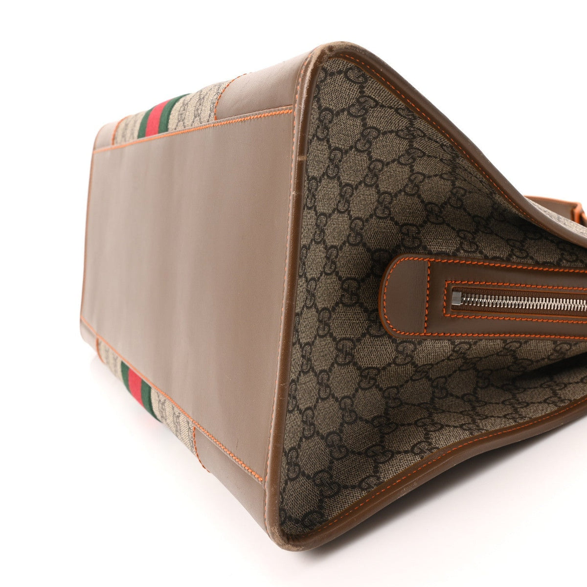 GG Supreme Monogram Medium Web Duffle Beige Brown Orange