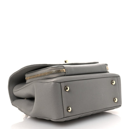 Caviar Quilted Medium Business Affinity Flap Grey