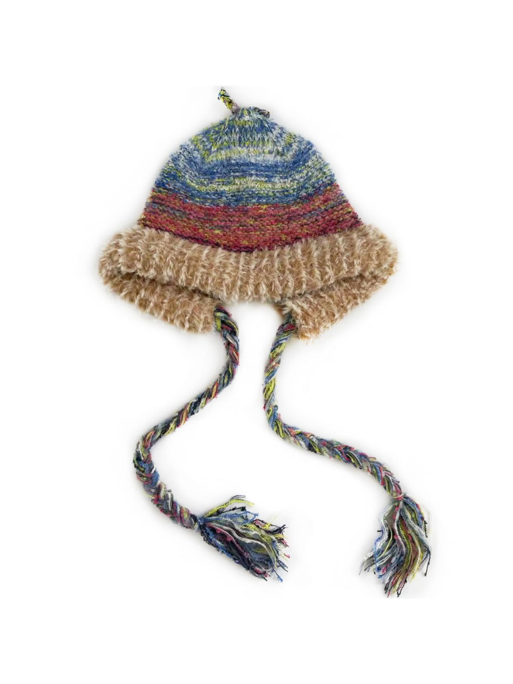 Haila - Colorful Stripes Knitted Beanie with Earflaps