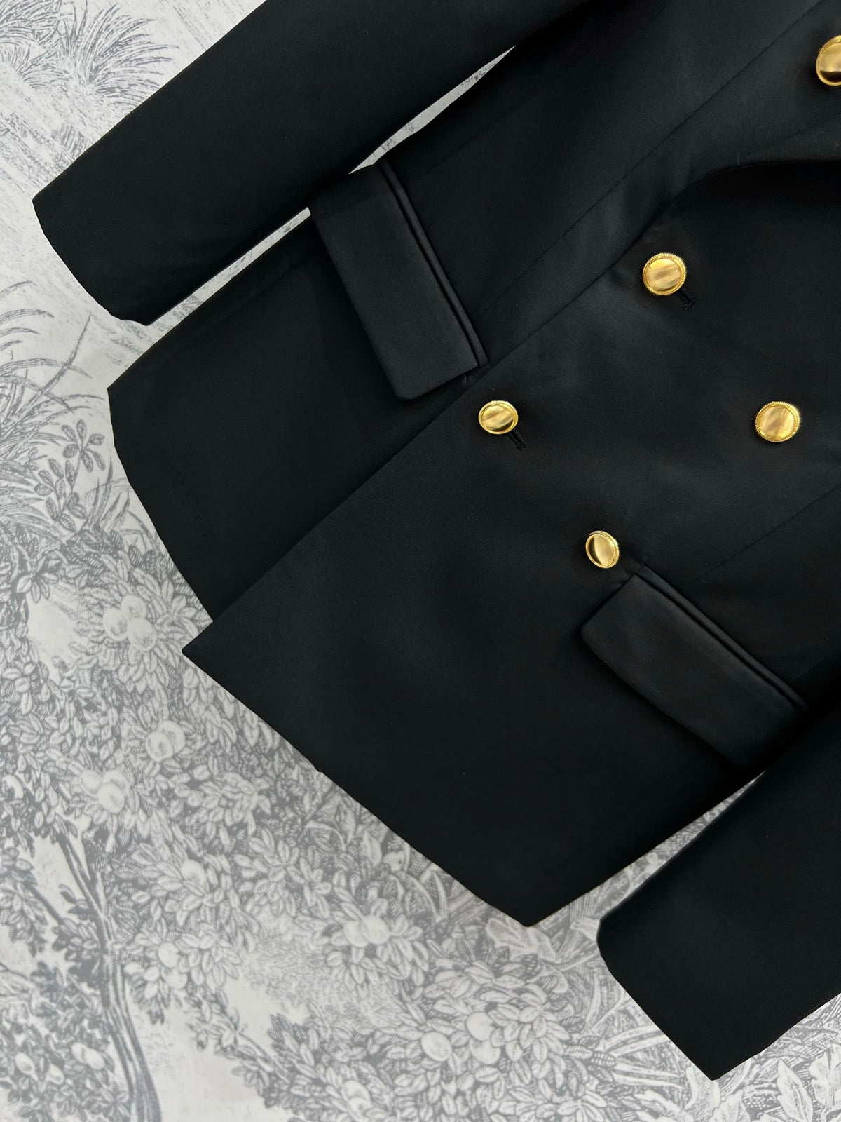 YSL 25 Double-breasted Suit Jacket Black Cotton Polyester