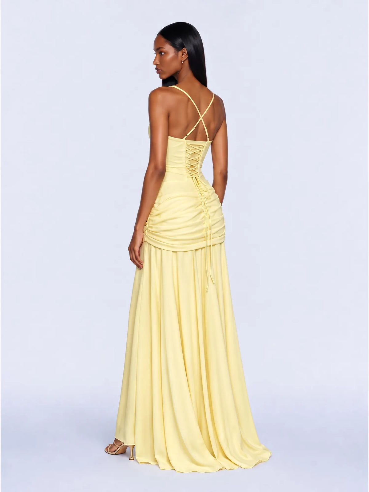Marcella Draped Chiffon Maxi Dress