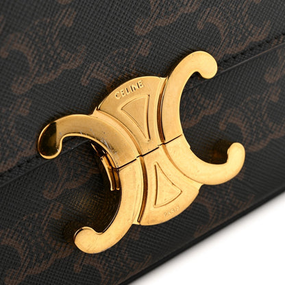 Canvas Calfskin Triomphe Shoulder Bag Tan