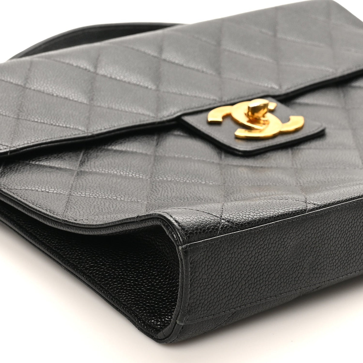 Caviar Quilted Briefcase Laptop Bag Black