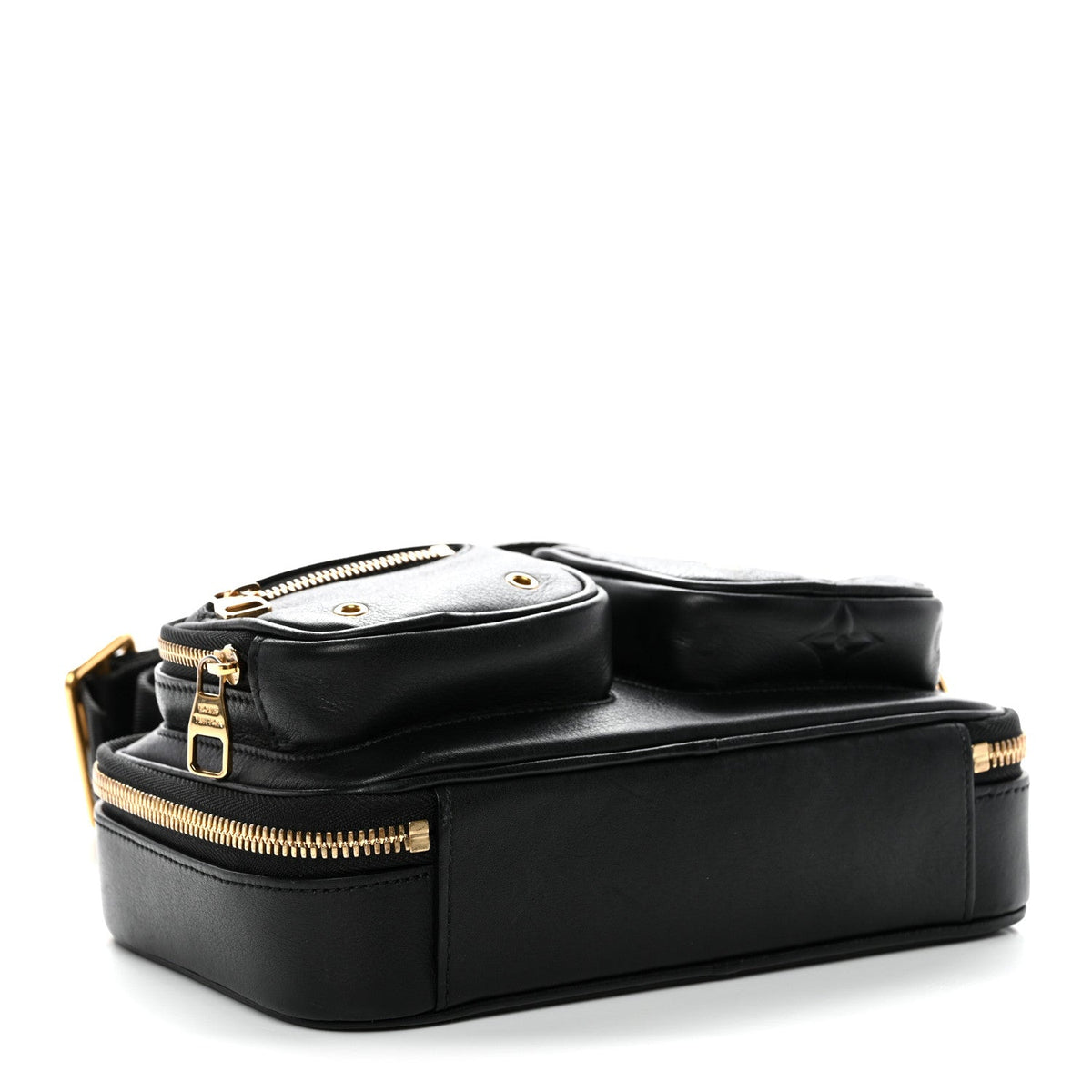 Calfskin Monogram Embossed Utility Crossbody Black