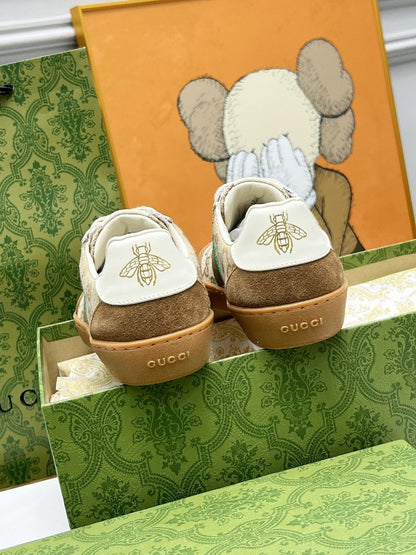Gucci 2025 G74 Sneakers Brown Beige Suede Canvas 885901