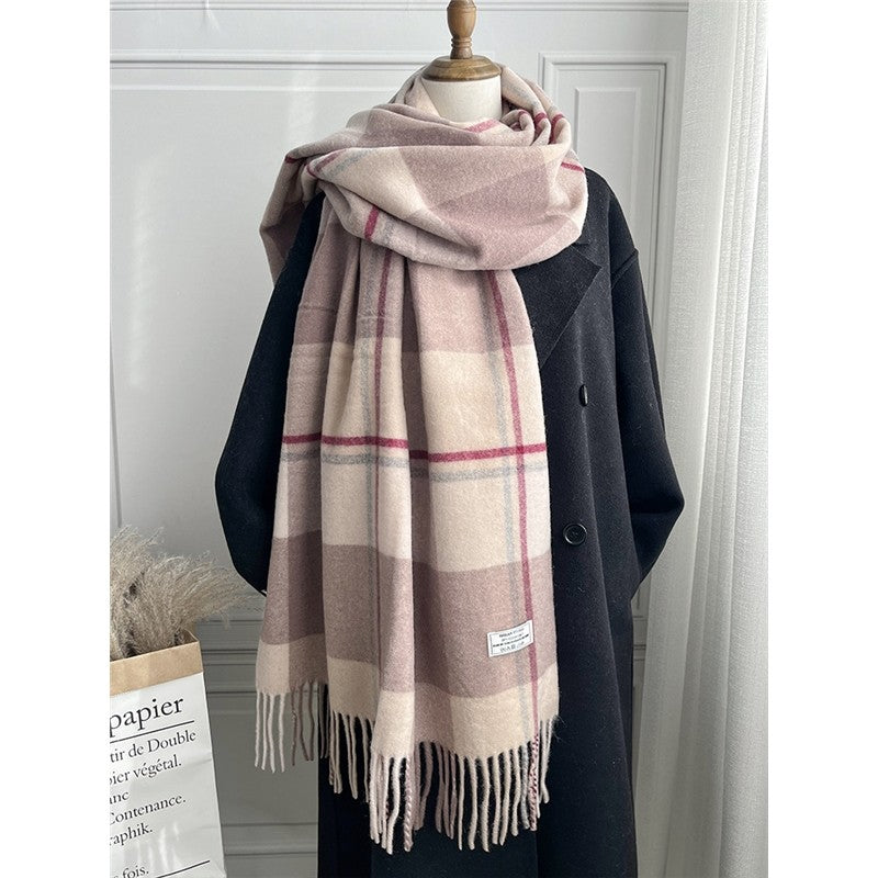 Fringed Plaid Shawl Scarf