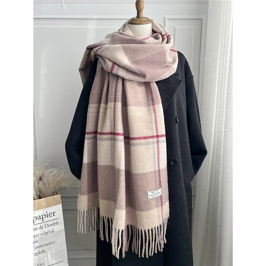 Fringed Plaid Shawl Scarf