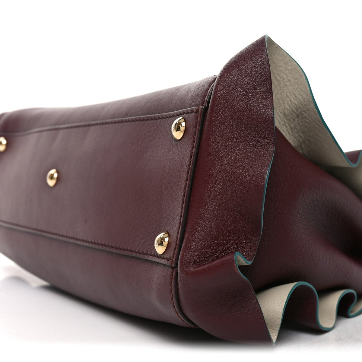 Vitello Seta Waves Bi-Color Medium Peekaboo Iconic Satchel Bordeaux Latte
