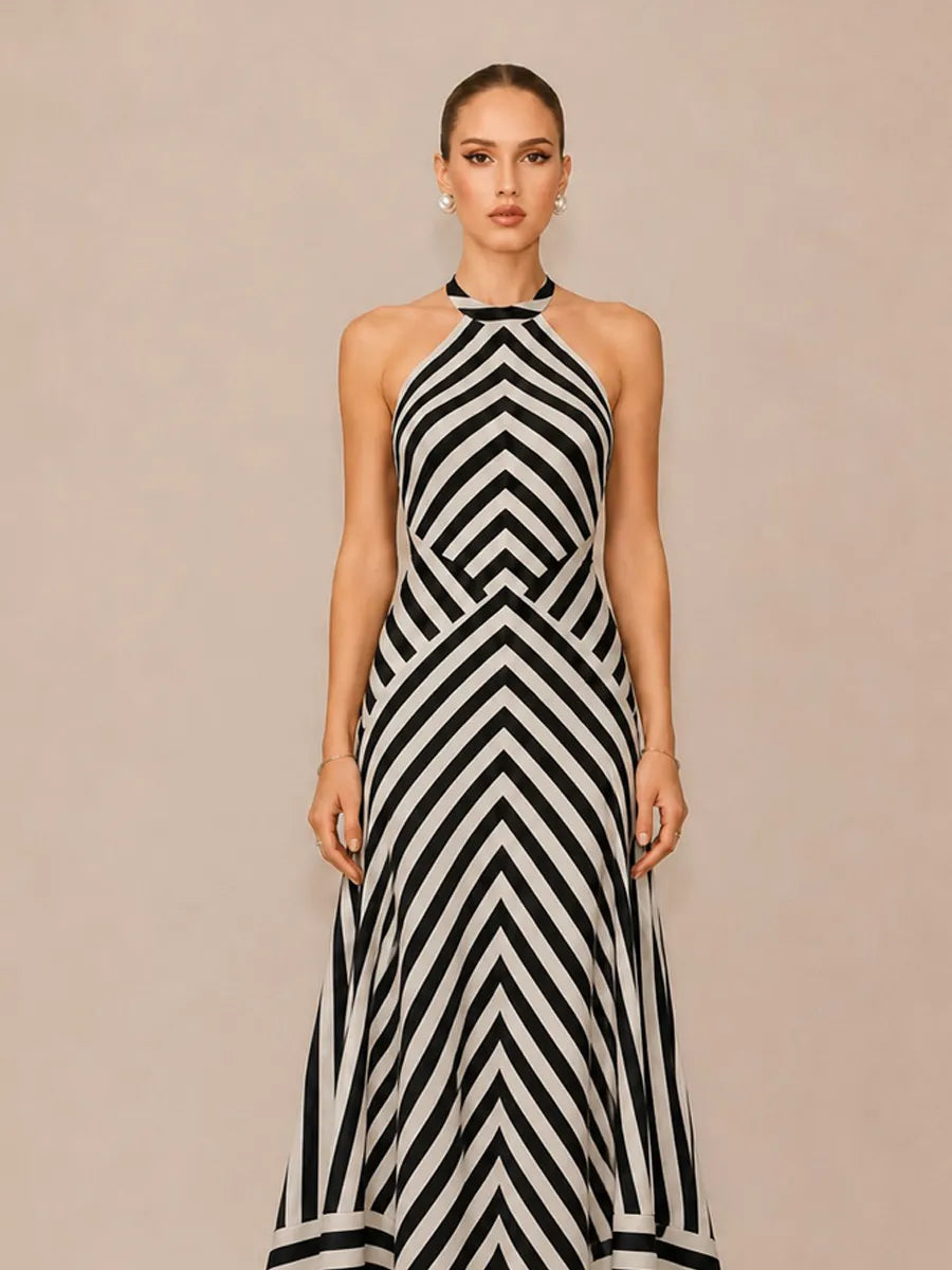 Katia Striped Open-Back Maxi Dress
