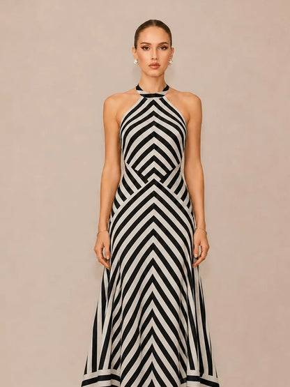 Katia Striped Open-Back Maxi Dress