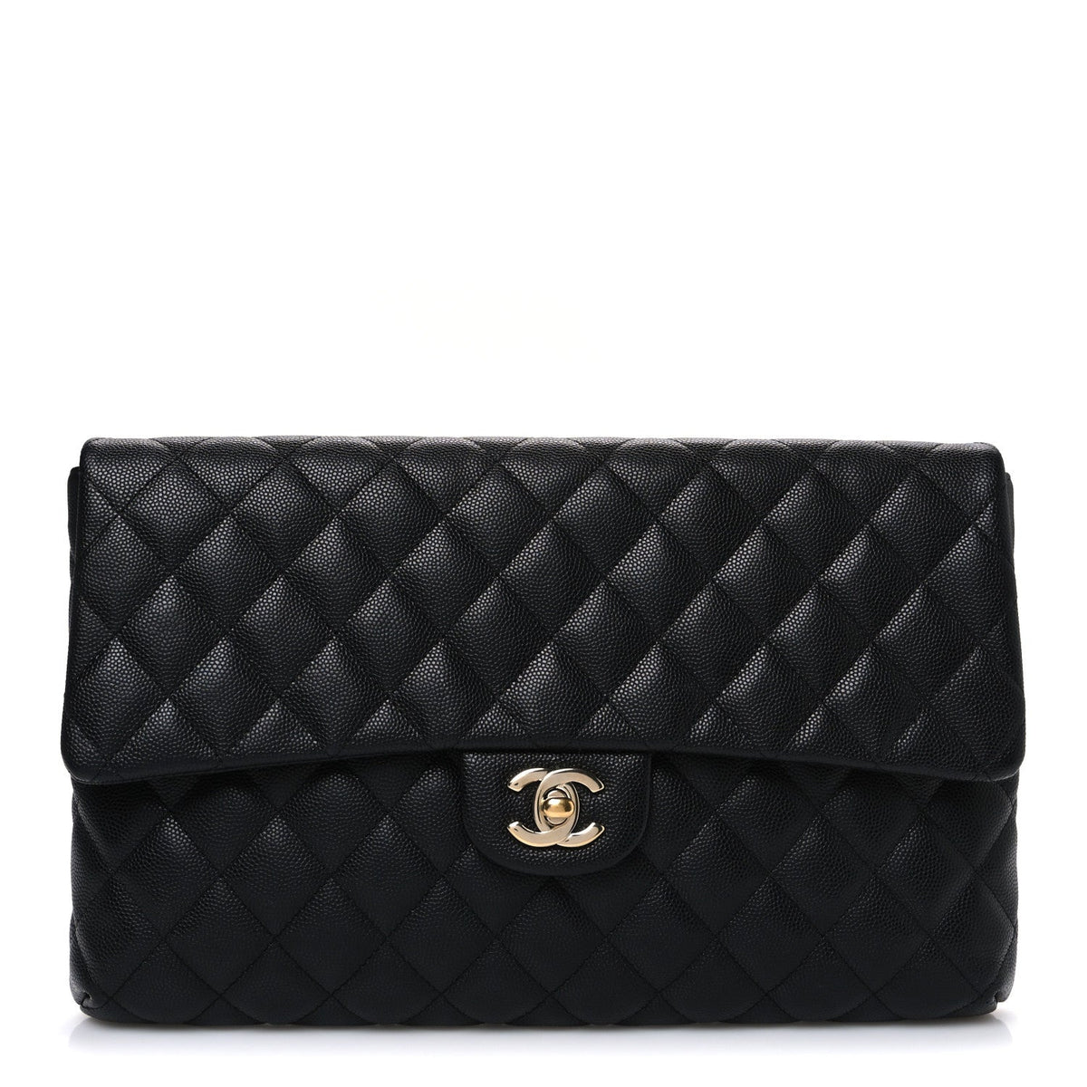 Caviar Quilted Flap Clutch Black