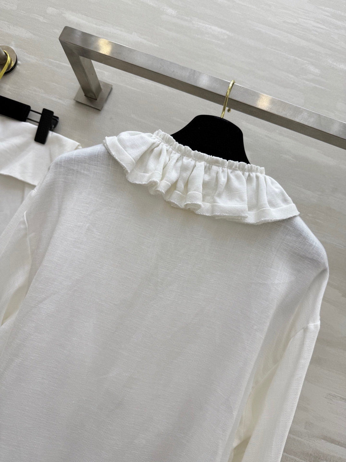 CC Pleated Shirt White Cotton Linen 343303