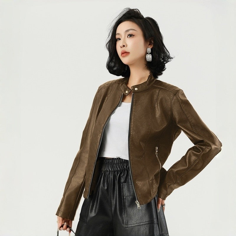 Short Biker Leather Jacket