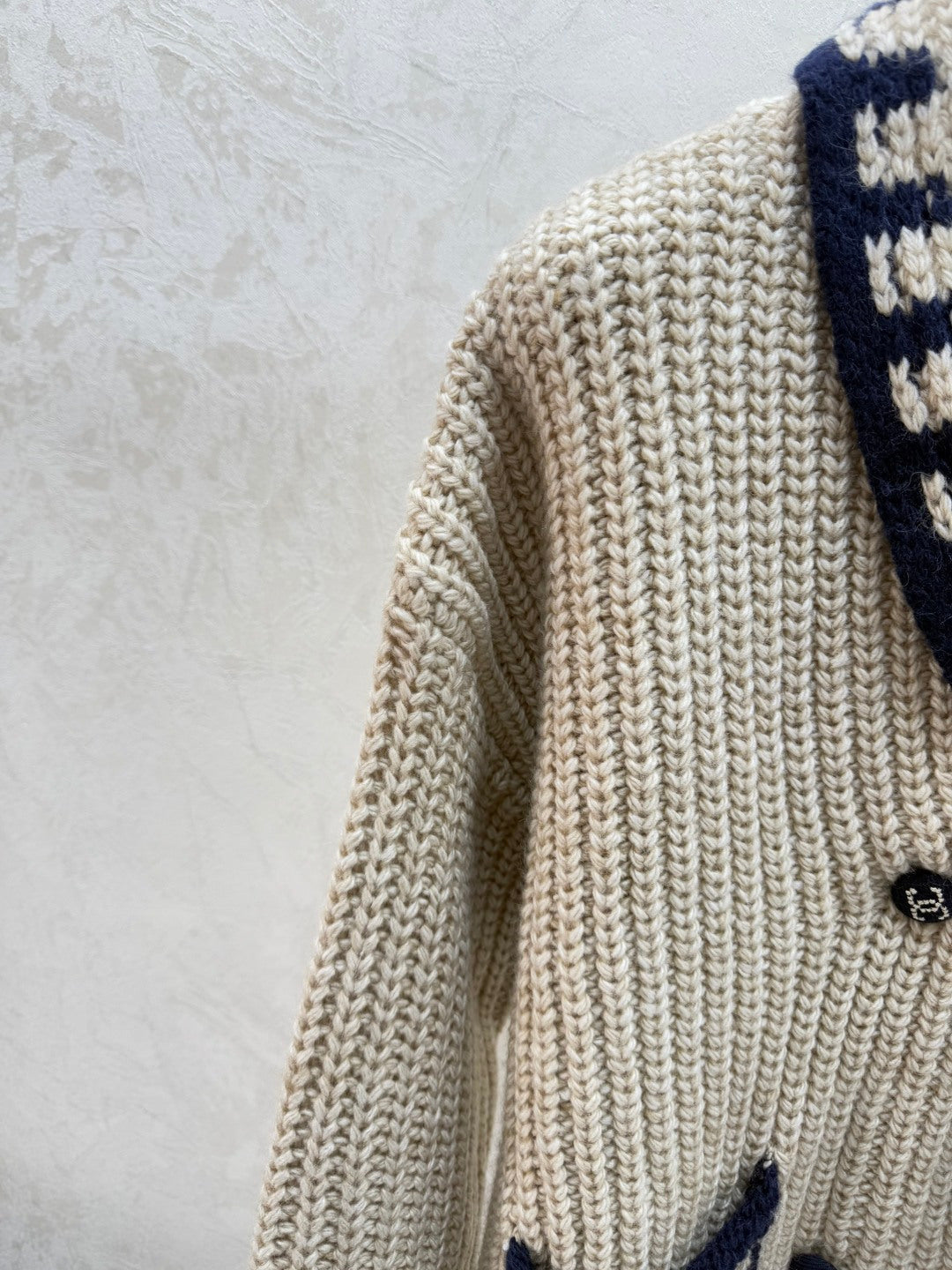 Chanel 2025 Cardigan Beige Blue Wool