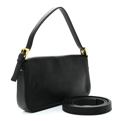 Vitello Flamingo Enamel Baguette Black